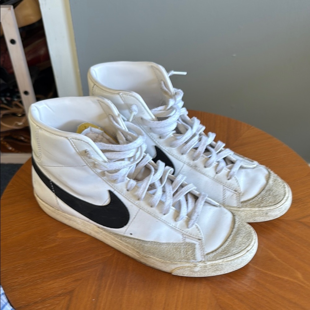 Nike White and Black High-Top Sneakers